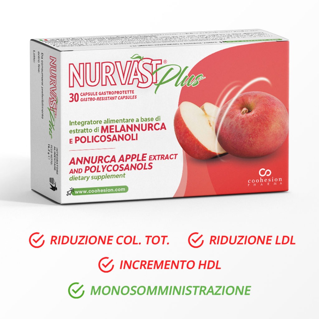 Nurvast Plus - Integratore alimentare a base di estratto di mela Annurca e policosanoli