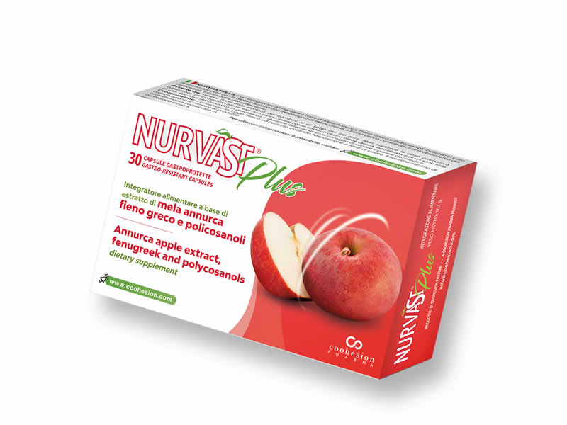 Nurvast Plus, formato in monosomministrazione del Nurvast è un integratore alimentare a base di estratti secchi di mela Annurca e Policosanoli arricchito con Fieno Greco che supporta il benessere della nostra salute.