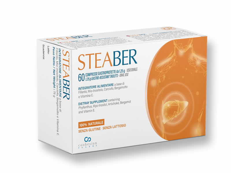 Steaber è un Integratore alimentare a base di estratto polifenolico di Bergamotto, Carciofo (Cynara Scolymus) e Fillanto, indicato per favorire la funzionalità epatica e il metabolismo dei carboidrati